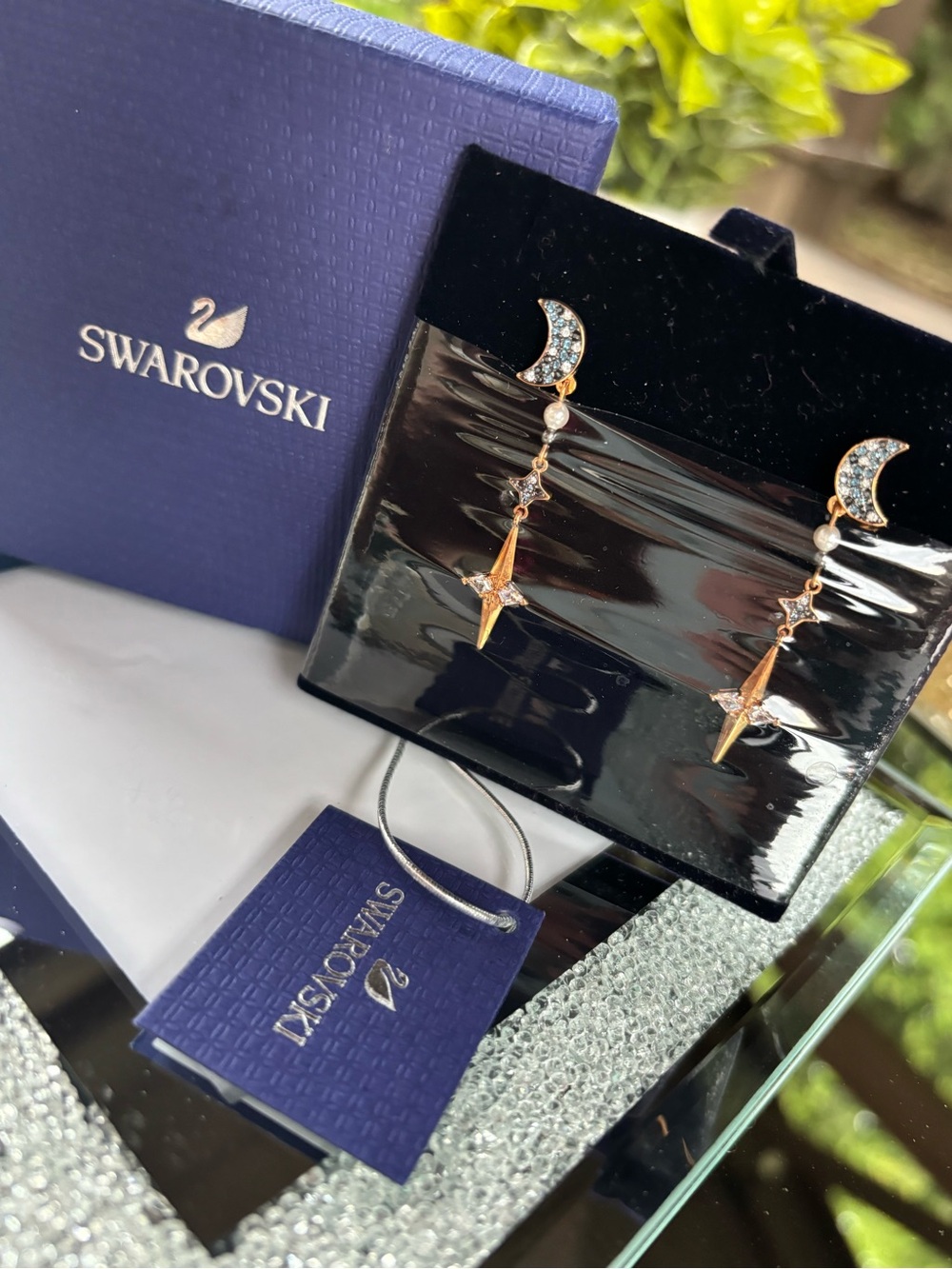 Swarovski Symbolic Pierced Earring Jackets feature celestial star and moon NWT - Picture 5 of 8